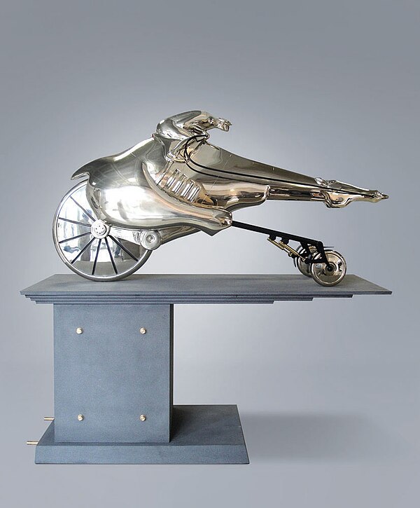 A sculpture cast in nickel silver—an alloy of copper, nickel, and zinc that looks like silver